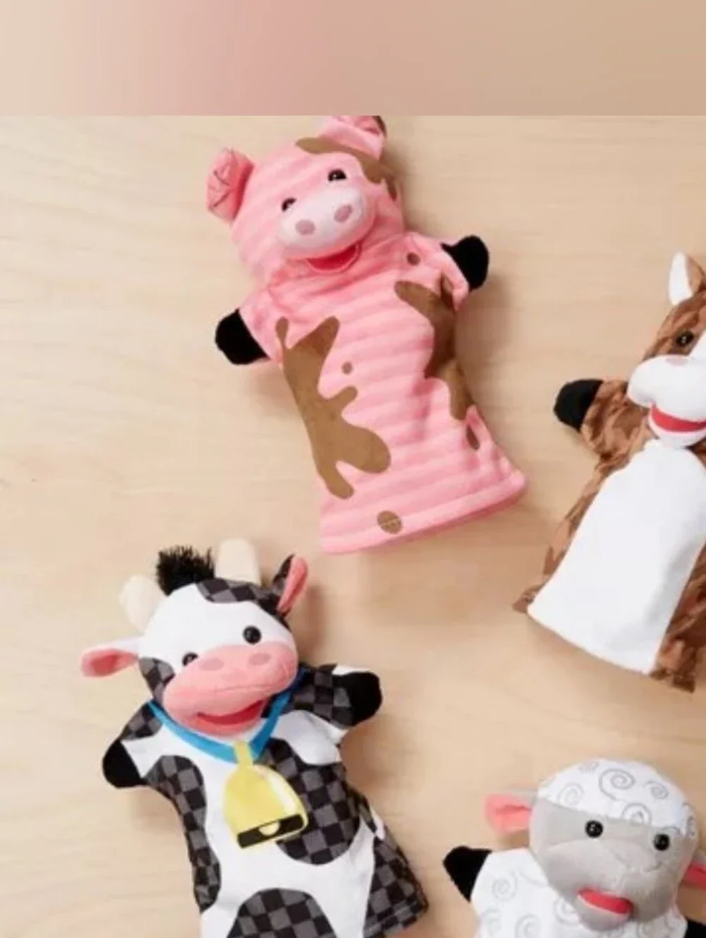 Melissa & Doug Farm Friends Puppet Set Cow Pig Horse Sheep Montessori Waldorf